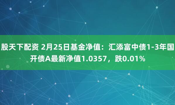 股天下配资 2月25日基金净值：汇添富中债1-3年国开债A最新净值1.0357，跌0.01%